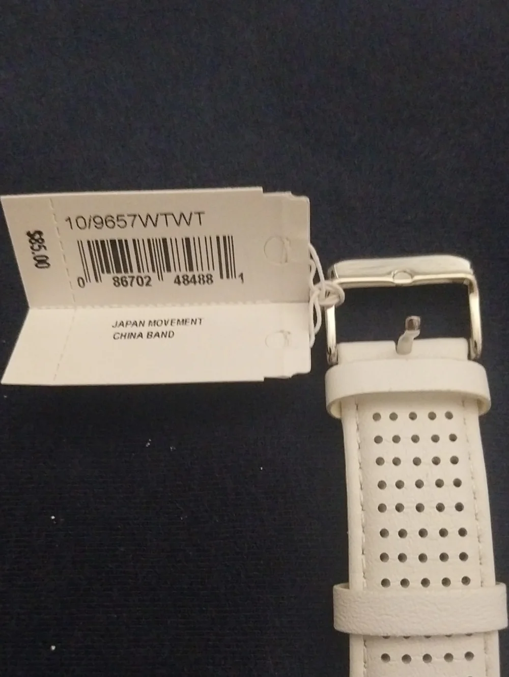 Anne Klein White and Silver Multifunction Leather Strap Watch